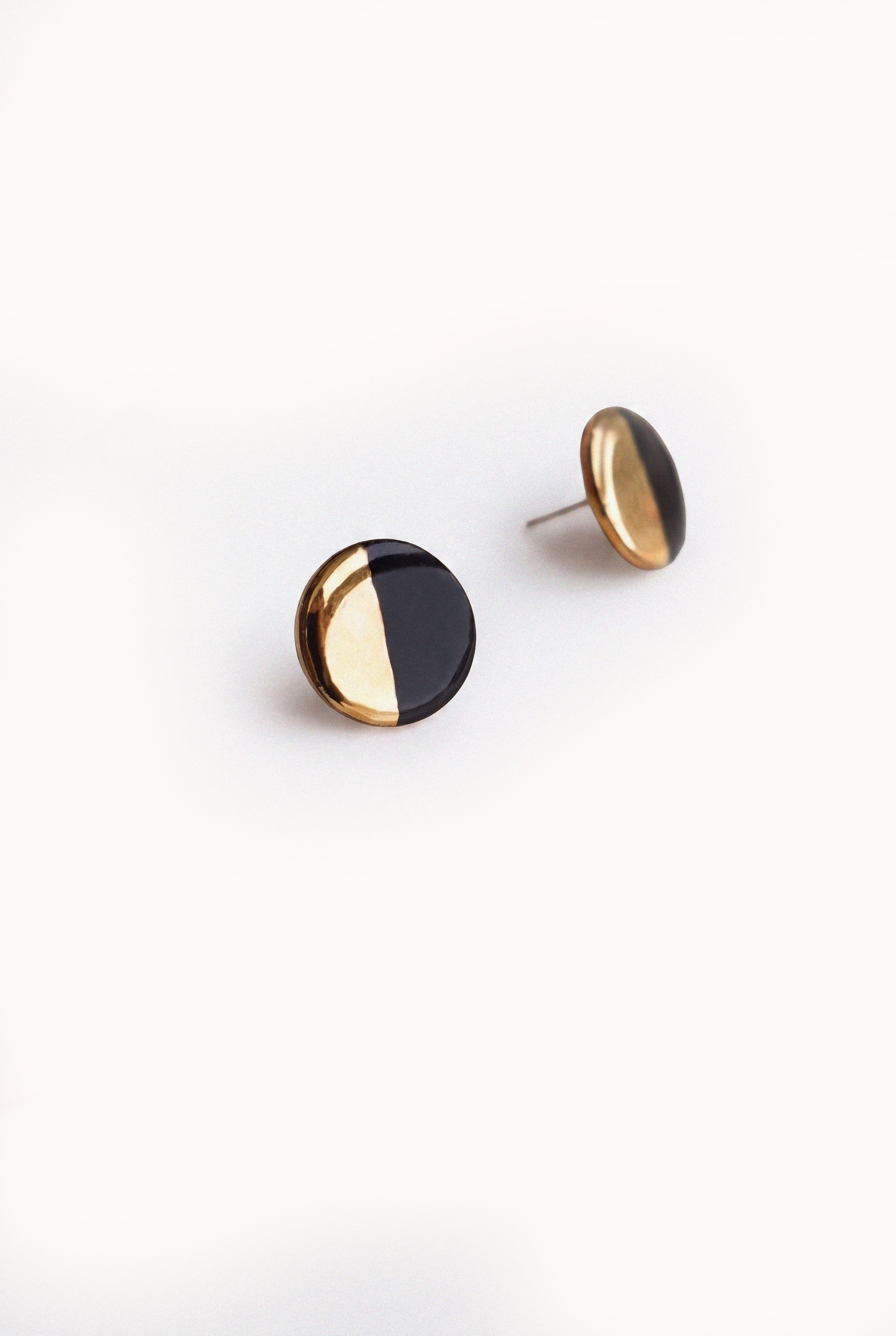 Black and Gold Porcelain Studs
