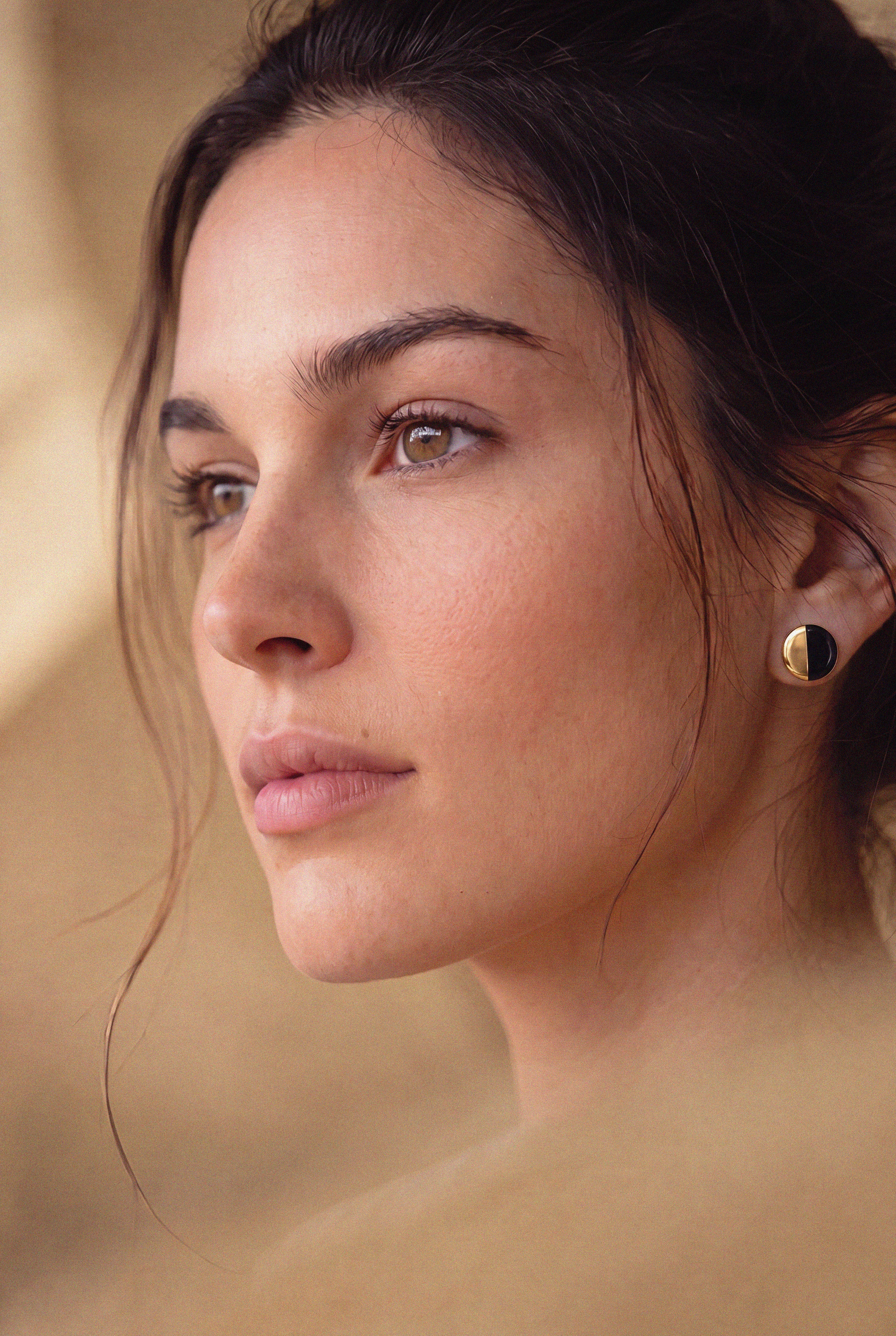 Black and Gold Porcelain Studs