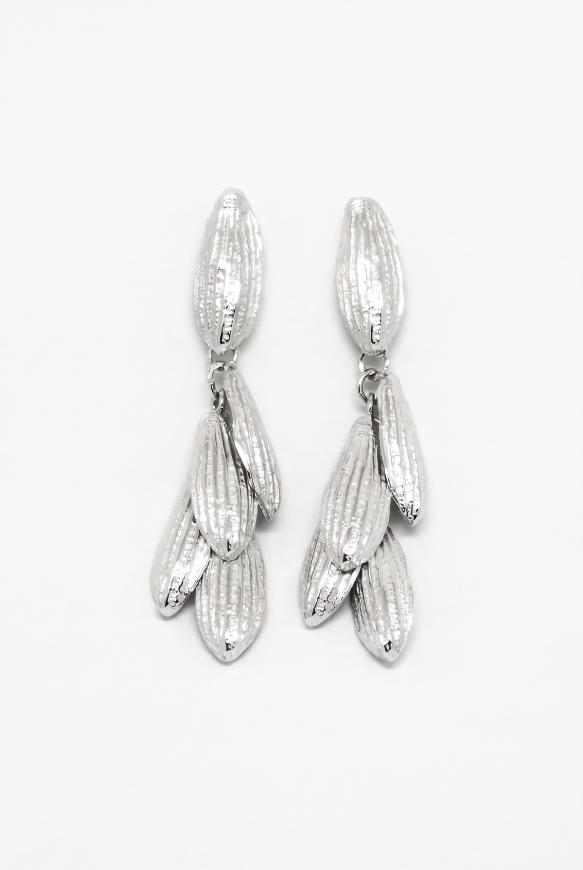 Silver Leaf Drop Earrings